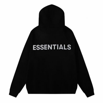 Fear of God Essentials Classic Fleece Reflective Hoodie Black